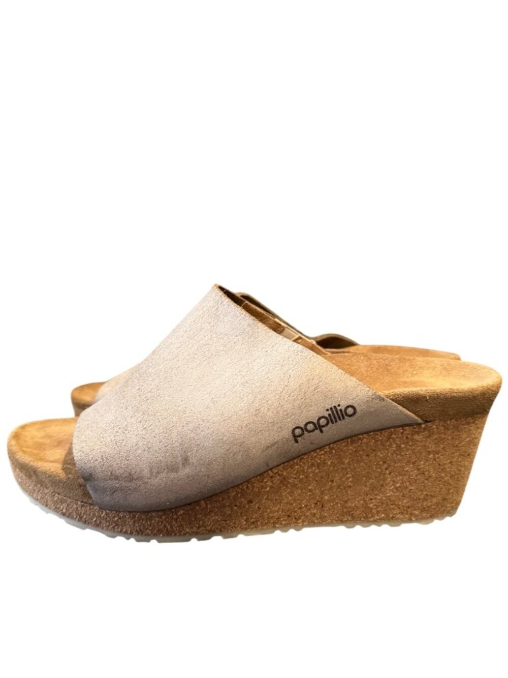 Birkenstock Papillio Namica Slide Sandals EU 39 Narrow US 8 Taupe Nubuck Wedge
